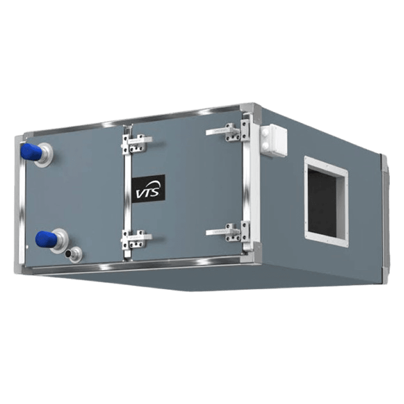 Industrial AHU box unit used for maintaining fresh air flow in mechanical ventilation system design projects by Pujnik.